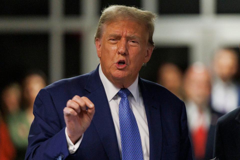 In an interview last month Mr Trump said that, if he wins the 2024 election, he would leave it to individual states with strict abortion bans to monitor pregnancies and decide when further action may be warranted (AP)