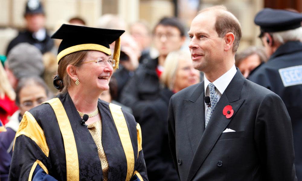 Bath’s vice-chancellor, Glynis Breakwell, with Prince Edward