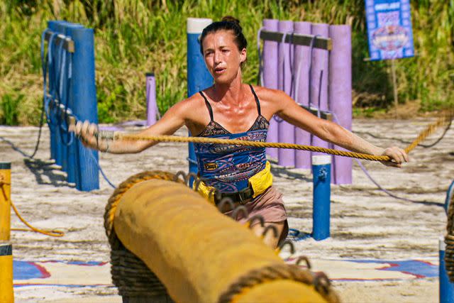 <p>Mike Coppola/Getty</p> Pavarti Shallow competing on 'Survivor: Winners at War'