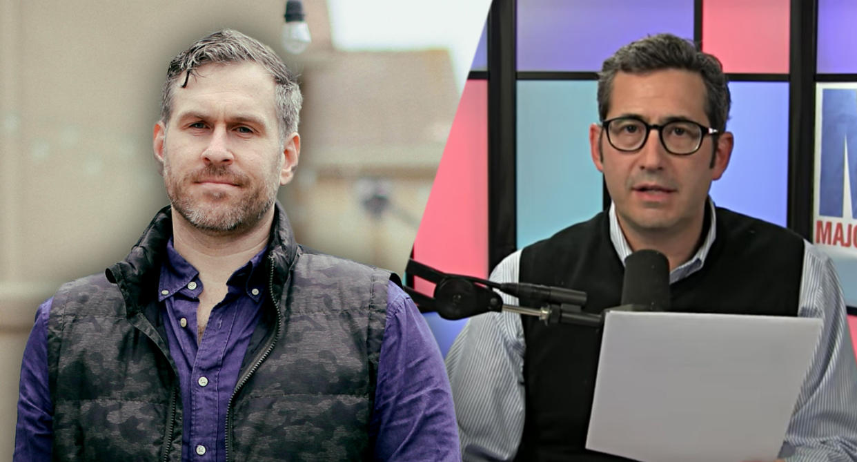 Michael Cernovich, Sam Seder. (Yahoo News photo illustration; photos: Sandy Huffaker via ZUMA Wire; Sam Seder)