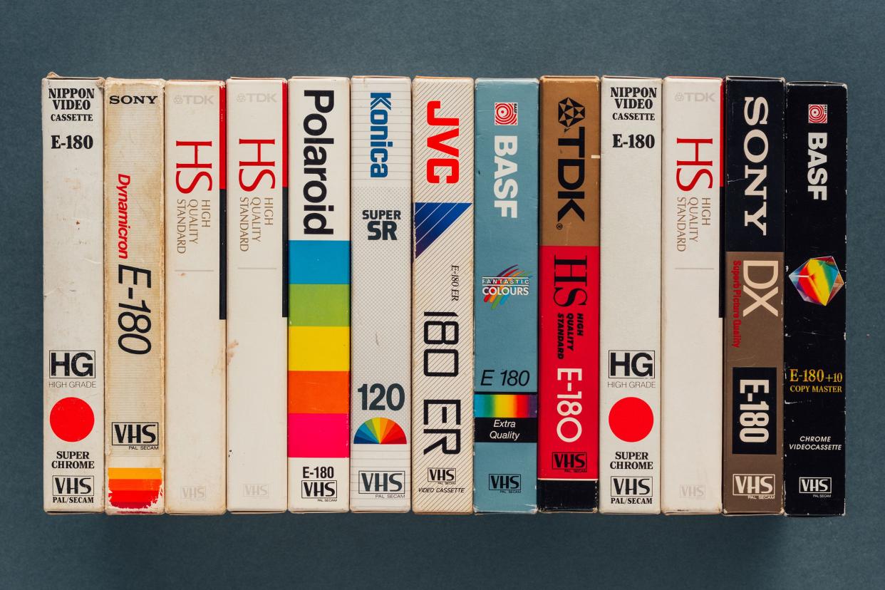 various VHS video cassettes