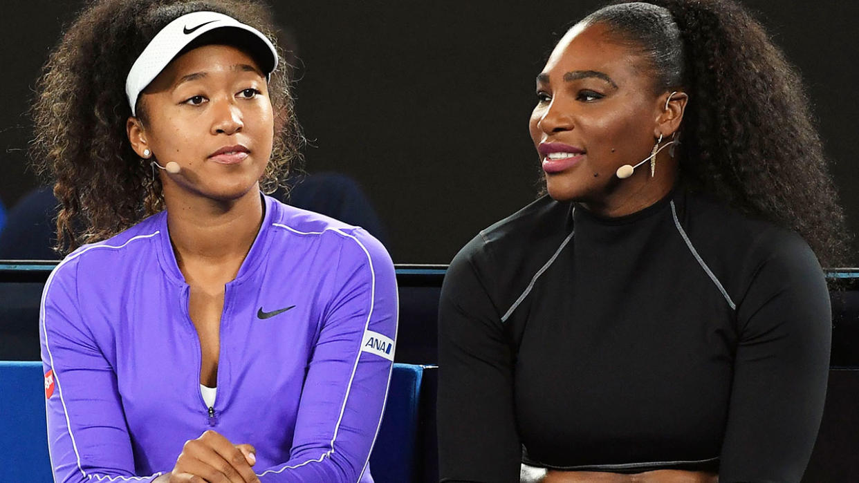 Naomi Osaka and Serena Williams, pictured here at the Rally for Relief in 2020.