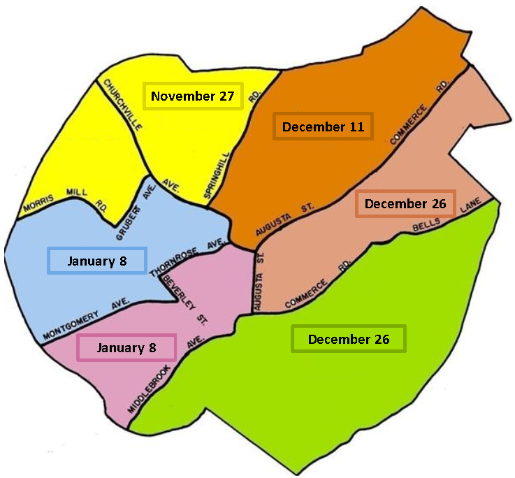 Leaf collection schedule for the city of Staunton