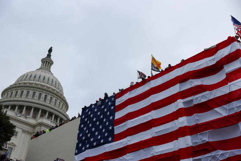 Trump supporters gather outside the Capitol on Jan. 6, 2021.