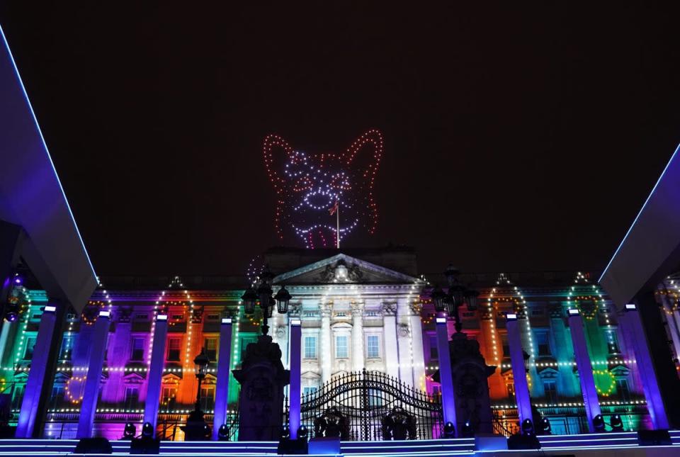 Drone show displaying a corgi during the Platinum Party at the Palace (Joe Giddens/PA) (PA Wire)