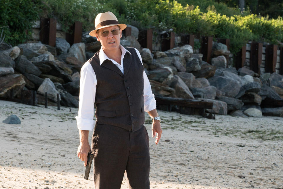 James Spader in "The Blacklist" holding a gun