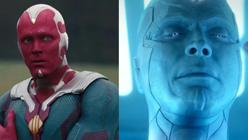 Paul Bettany as classic Vision and "White Vision" in the final chapter of WandaVision.