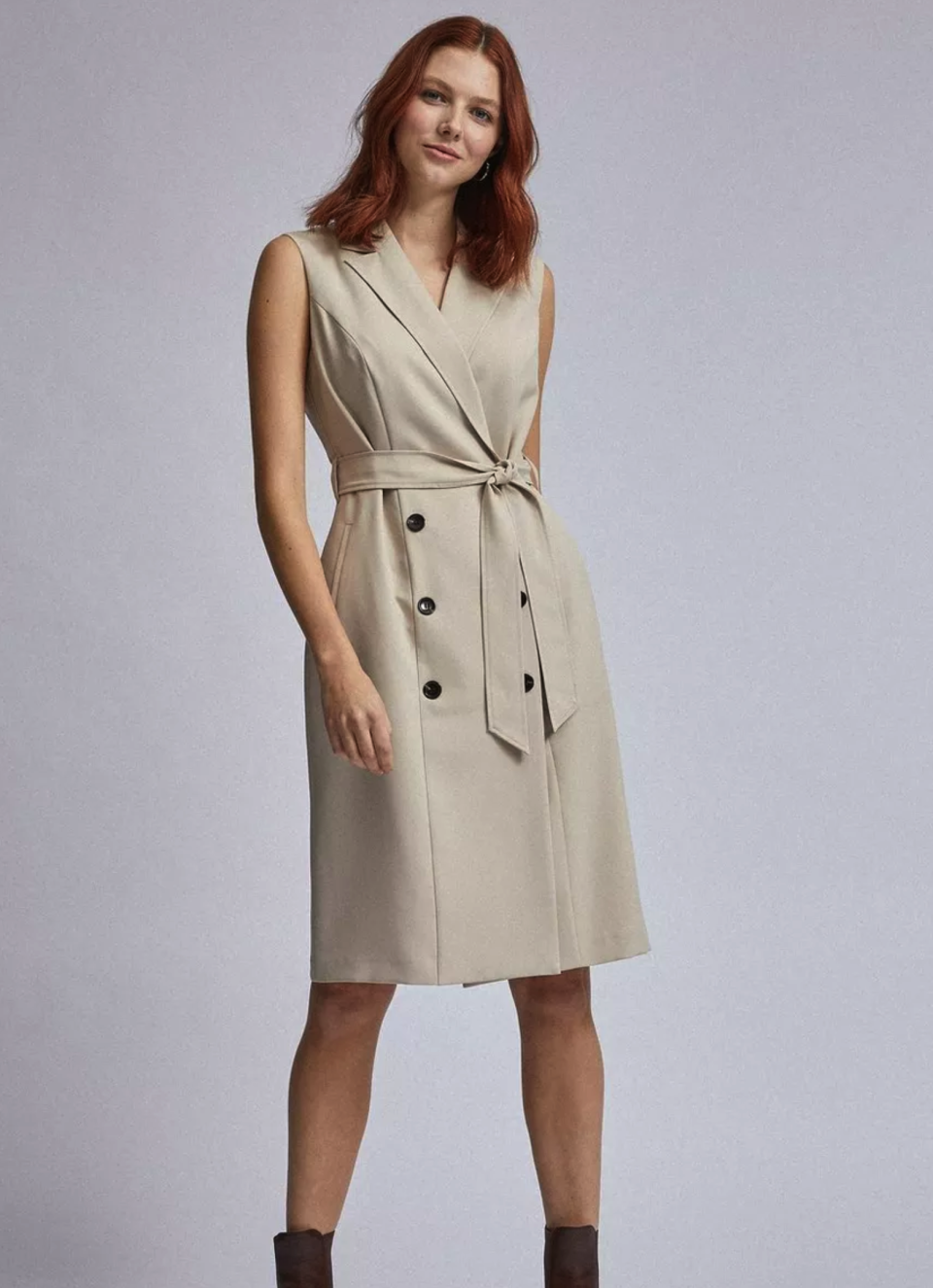 Dorothy Perkins Beige Sleeveless Trench Dress