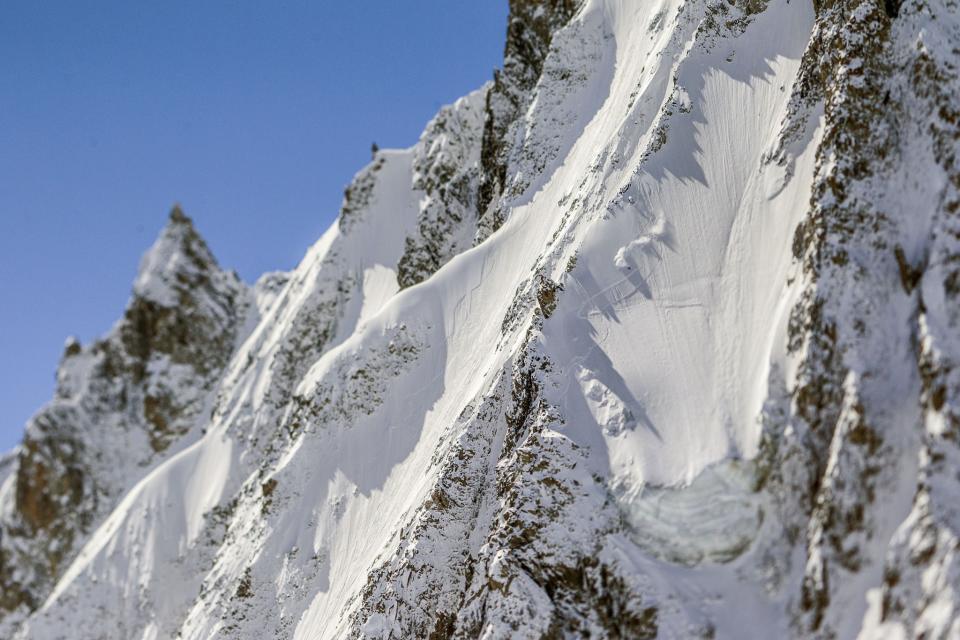 Spot the skier: Here's another mountainous mystery. (Jeremy Barnard/Caters)