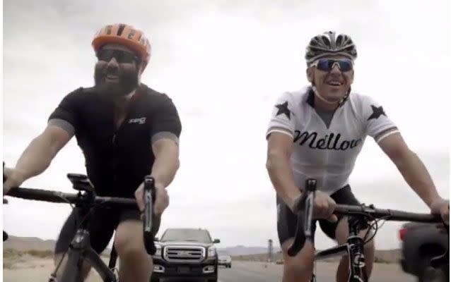 Lance Armstrong helps Dan Bilzerian train for the 48-hour trek. Source: Instagram/danbilzerian