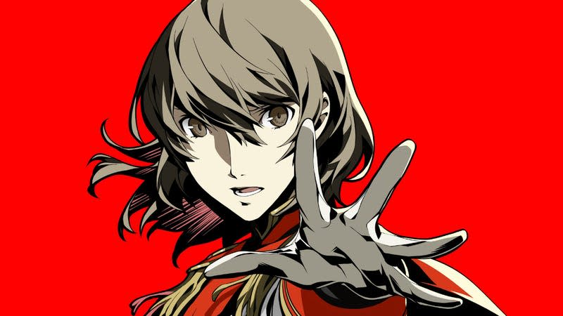 Persona 5's Goro Akechi holds his hand out in warning.