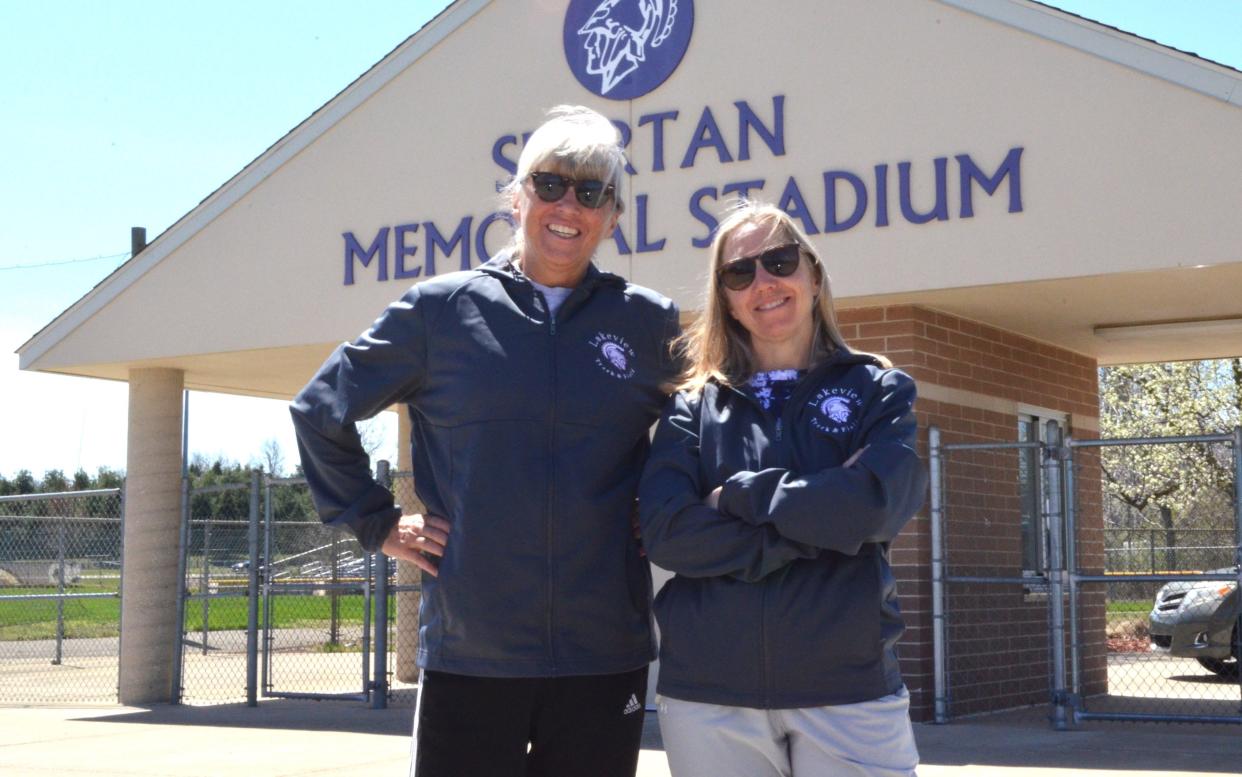 One of the longest coaching partnerships in the area, Lakeview girls track head coach Becky Pryor (right) and girls track assistant coach Heather Sawyer (left) will be stepping down together following the season.