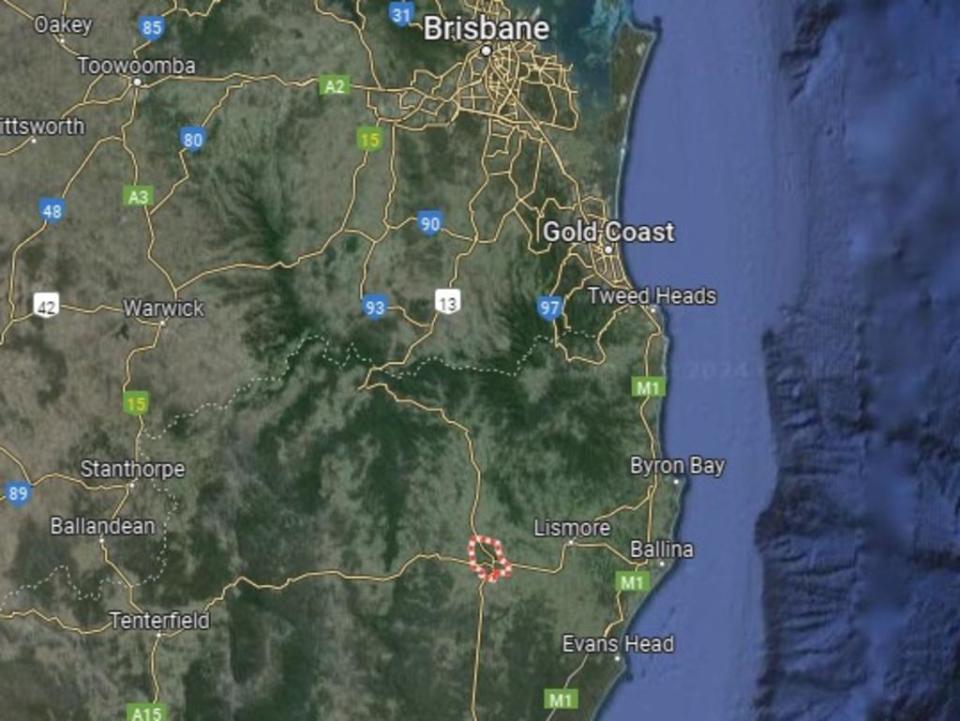 The location of Casino (marked in red) in NSW. Picture: Google Maps
