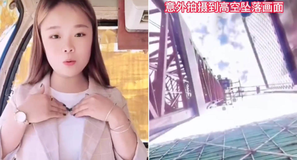 The Chinese influencer fell to her death after falling almost 49 metres from a crane.