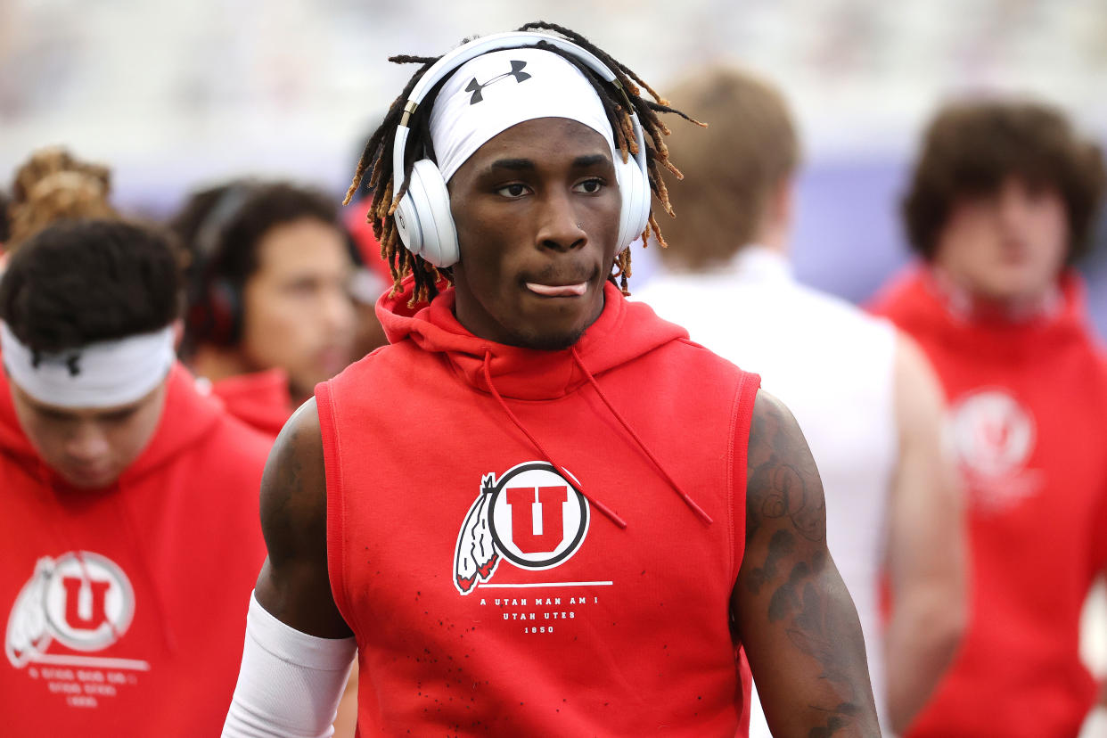 Aaron Lowe #2 of the Utah Utes looks on before their game against the Washington Huskies at Husky Stadium on November 28, 2020 in Seattle, Washington. (Photo by Abbie Parr/Getty Images)