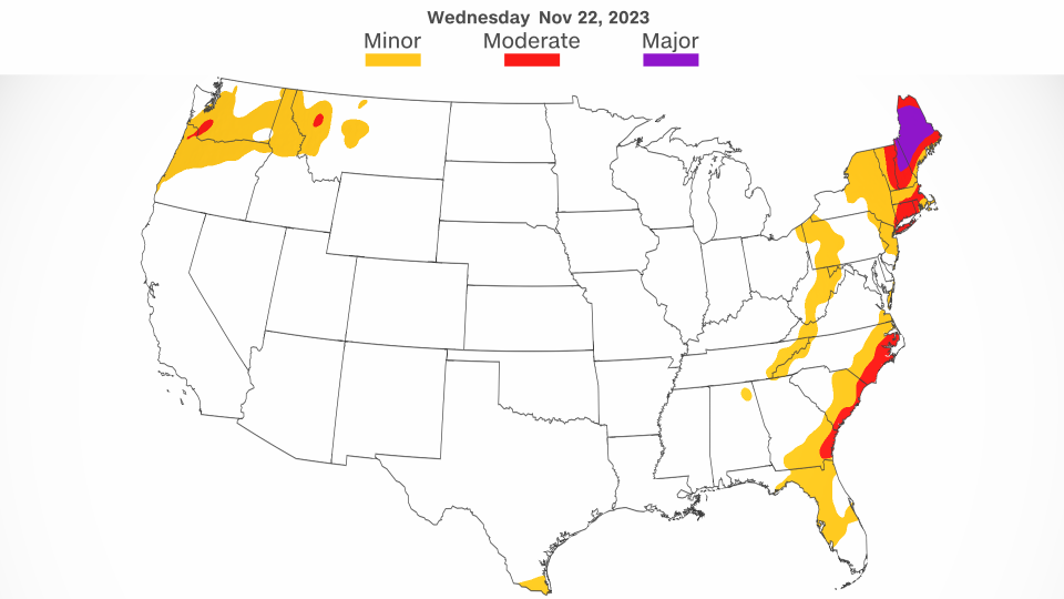 The forecast for travel impacts due to weather on Wednesday, November 22, 2023. - CNN Weather