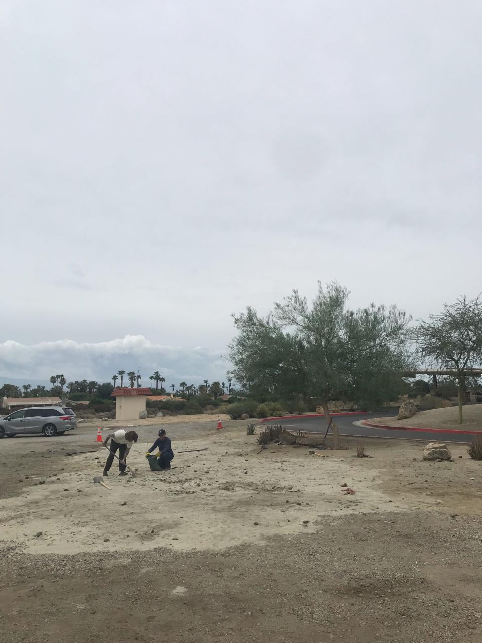 Rancho Mirage ran out of sand at its distribution site at the Rancho Mirage Library & Observatory parking lot Saturday, Aug. 19, so many people took their empty bags to a nearby empty lot to fill them with sand straight from the ground.