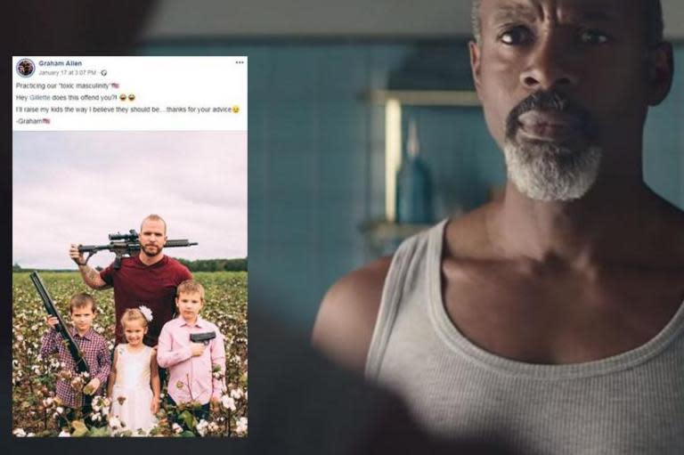 ‘Hey Gillette does this offend you?!’ Dad responds to viral ad by posing with gun for family photo