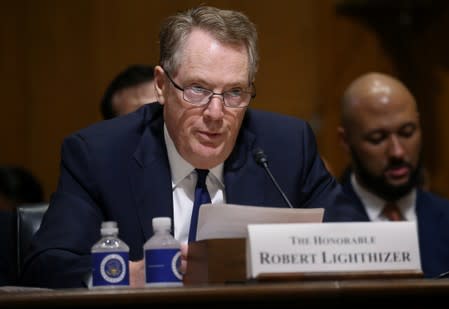 FILE PHOTO: U.S. Trade Representative Lighthizer testifies before a Senate Finance Committee hearing in Washington
