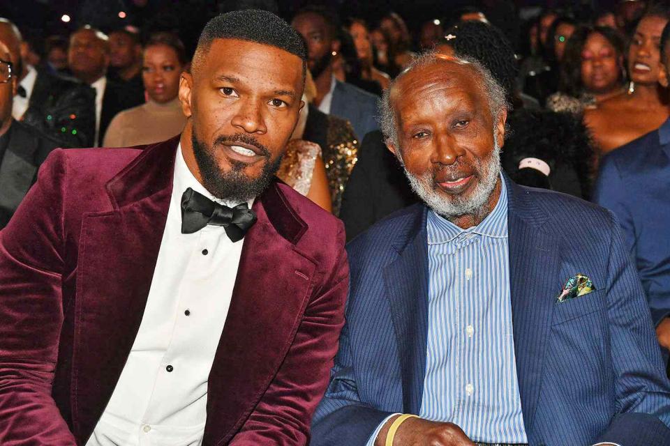 <p>Paras Griffin/Getty </p> Jamie Foxx and Clarence Avant