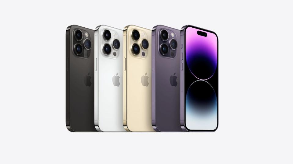 iPhone 14系列推出5種顏色、iPhone 14 Pro系列推出4種顏色。（圖／翻攝自蘋果官網）