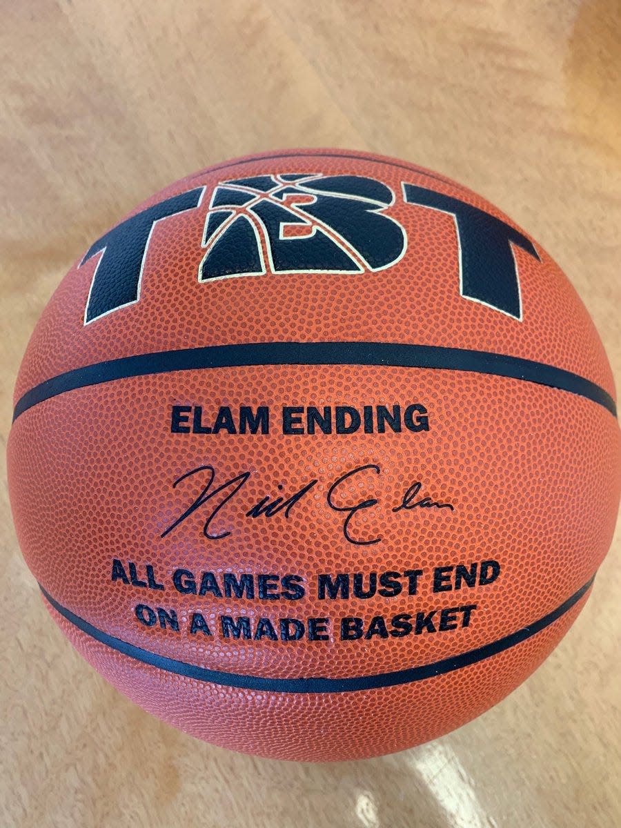 The official TBT ball includes Nick Elam's autograph.