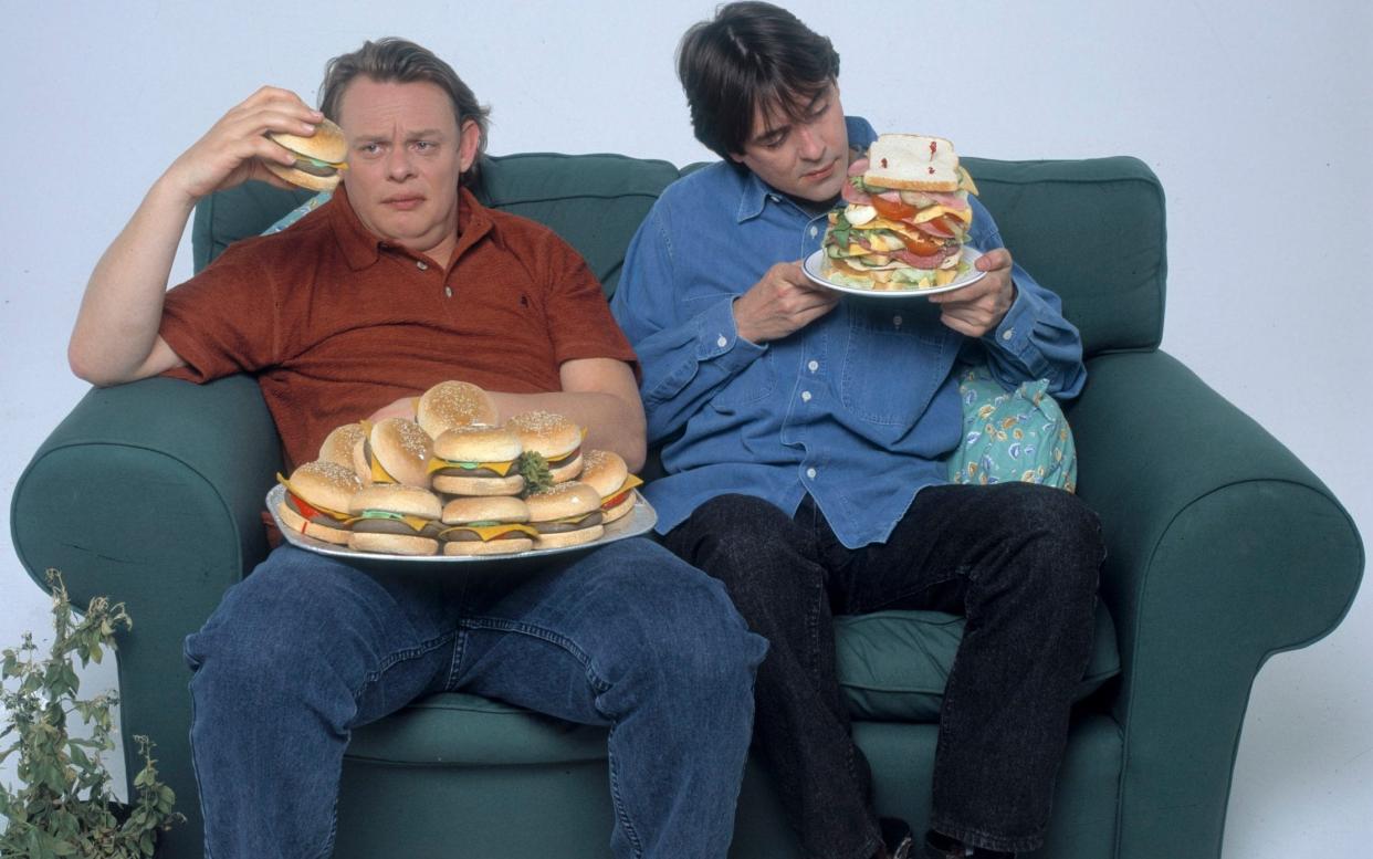 Martin Clunes and Neil Morrissey in Men Behaving Badly - TV Times/Scopefeatures.com