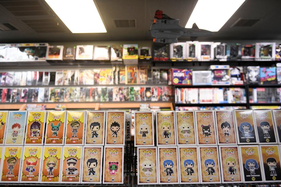 Monster's Lair Comics sells comic books and other branded merchandise, as seen Friday, April 21, 2023.