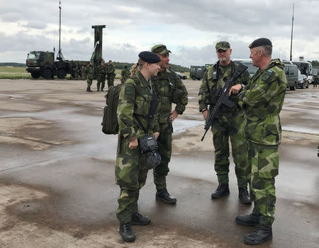 Sweden's soldiers attend the Aurora 17 military exercise in Gothenburg, Sweden September 13, 2017. REUTERS/Johan Ahlander