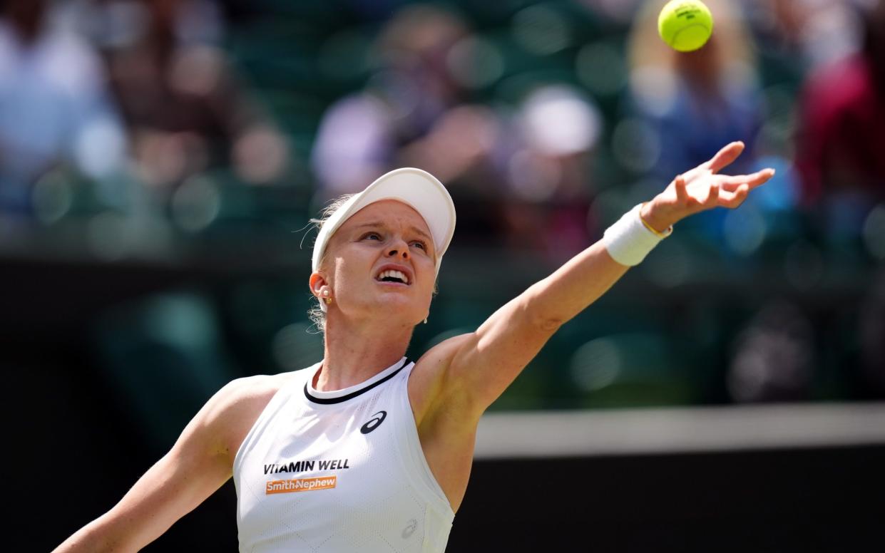 Harriet Dart in action against Katie Boulter (not pictured) on day four of the 2024 Wimbledon Championships at the All England Lawn Tennis and Croquet Club, London.