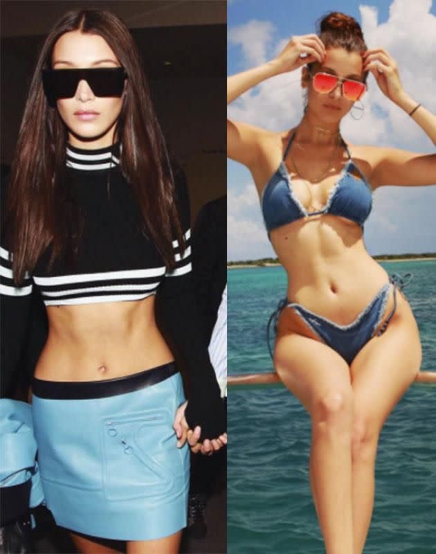 Bella now (L) compared to a few months ago (R). Source: Instagram.