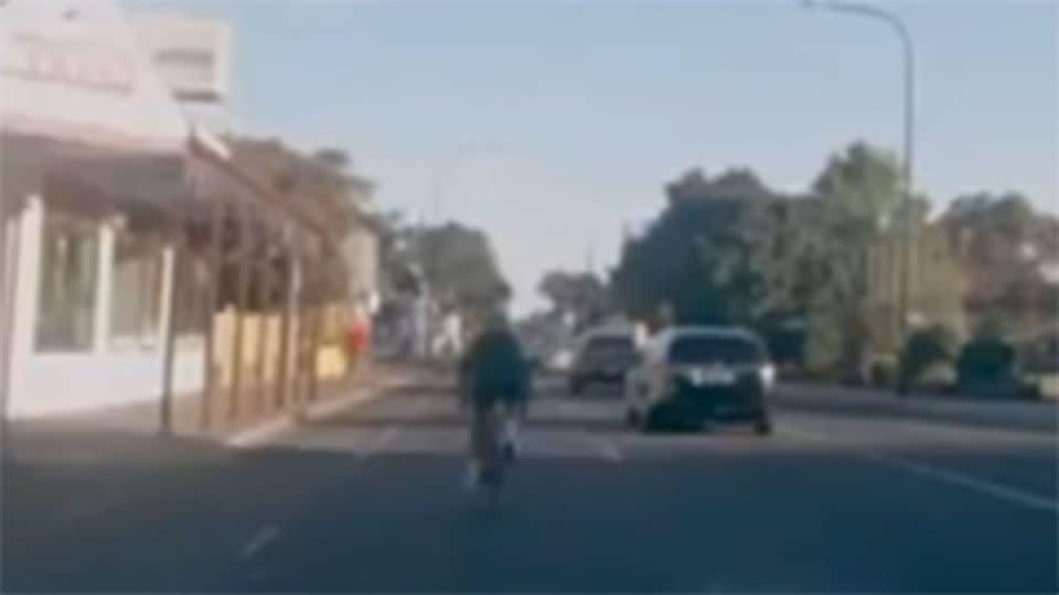 Footage of the 'inconsiderate cyclist' from another road user's dashcam. Photo: 7News