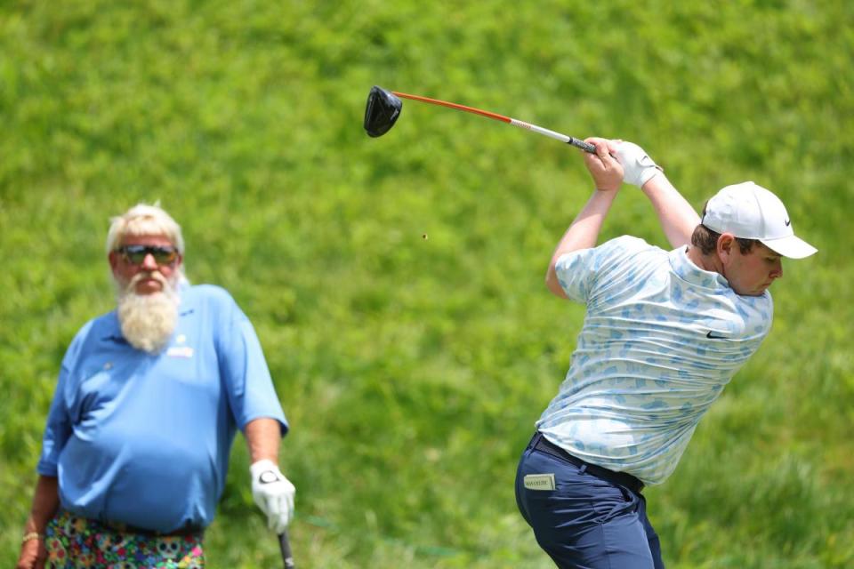 Robert MacIntyre with playing partner John Daly at the US PGA Championship <i>(Image: Getty Images)</i>