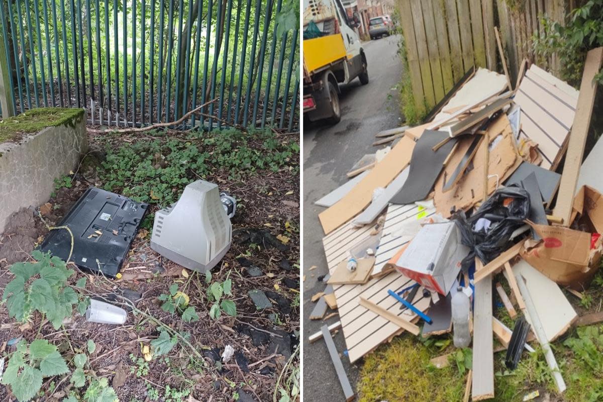 Waste dumped by John Jackson and Karl Armstrong (L and R). <i>(Image: DURHAM COUNTY COUNCIL)</i>