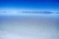 Aerial view of the flooded southern zone of the Uyuni Salt Flat, Bolivia
