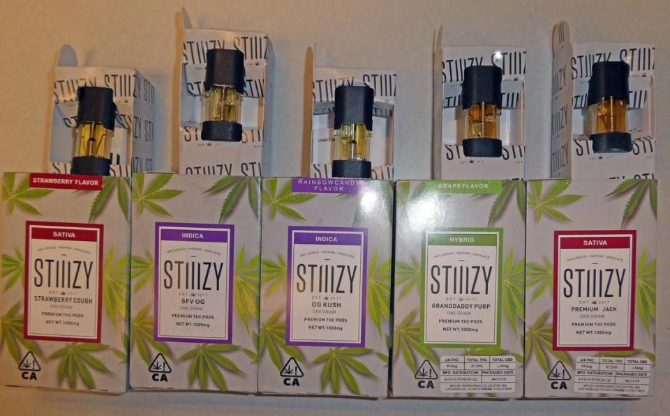 Cannabis vape pods under the brand name STIIIZY were seized by Fresno County sheriff’s detectives.