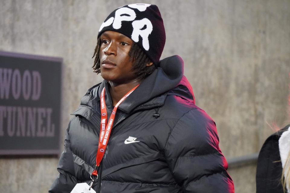 Recruit Vernell Brown III visits Ohio Stadium the day of the Ohio State, Michigan State football game on Nov. 11, 2023.