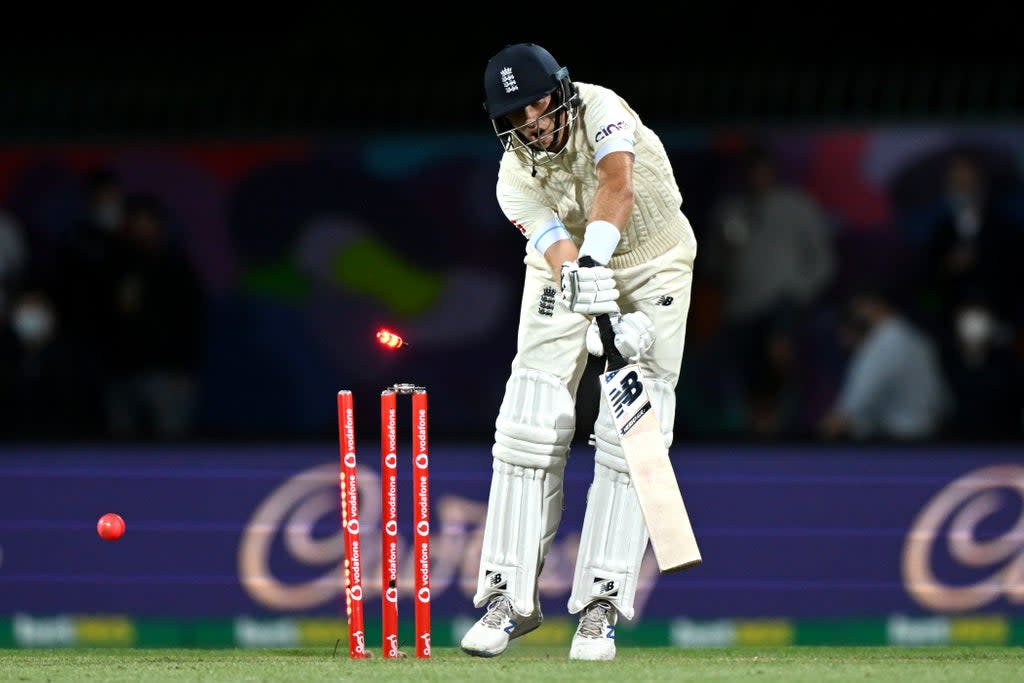 Joe Root of England is bowled out by Scott Boland of Australia (Getty)