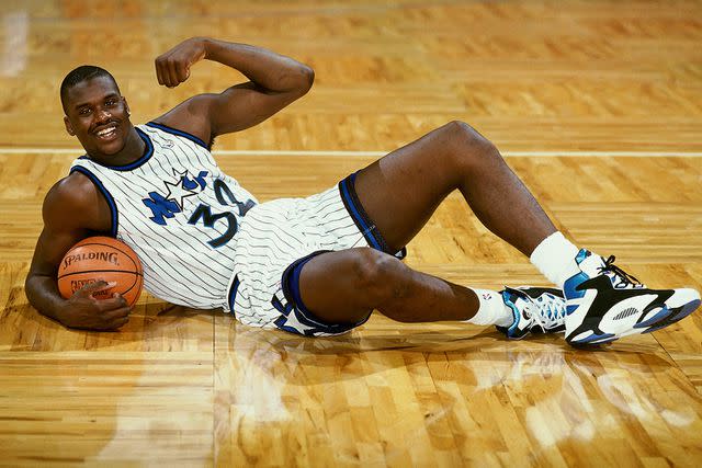 <p>Barry Gossage/NBAE via Getty Images</p> Shaquille O'Neal of the Orlando Magic in 1993.