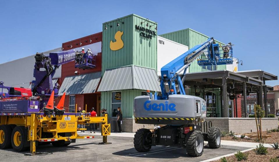 Mad Duck Craft Brewing Co. nears completion after being built from the ground up at Copper and Maple avenues in north Fresno on Friday, April 12. This is the fourth location for the Fresno restaurant and brewery. CRAIG KOHLRUSS/ckohlruss@fresnobee.com