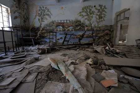 A view of a damaged school in al-Kalasa district of Aleppo July 12, 2017. REUTERS/ Omar Sanadiki