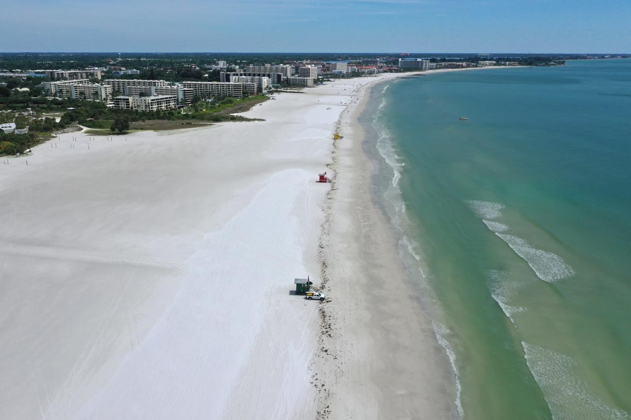 An aerial view of the Siesta Key Beach. Sarasota County commissioners voted to direct county staff to prepare an ordinance that would prohibit smoking at public beaches and parks.