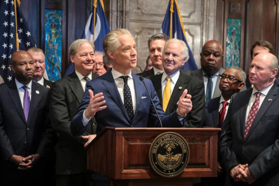 President and Chief Executive Officer of Scout Motors, Scott Keogh, speaks during a ceremony with the South Carolina Governor Henry McMaster at the South Carolina State House in on Monday, March. 20, 2023. Tracy Glantz/tglantz@thestate.com