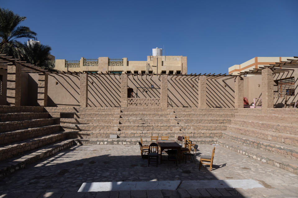 A community theater designed by Hassan Fathy in New Gourna in the suburbs of Luxor, Egypt. (Sima Diab for The Washington Post)