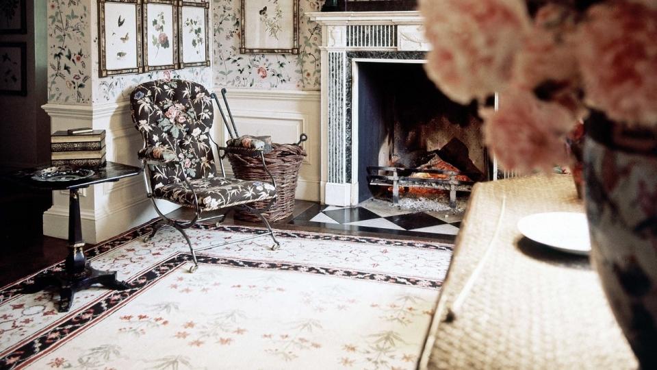 The entrance hall at Turville Grange, the home Lee Radziwill shared with her husband, Stanislas, in Turville Heath, England.