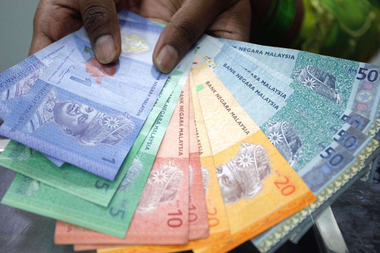 Malaysia ringgit banknotes at a currency exchange store in Bukit Bintang area in Kuala Lumpur, Malaysia, on Thursday, Oct. 19, 2023. 