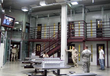 A view of a common area at the medium security prison inside Camp IV at the detention facility in Guantanamo Bay