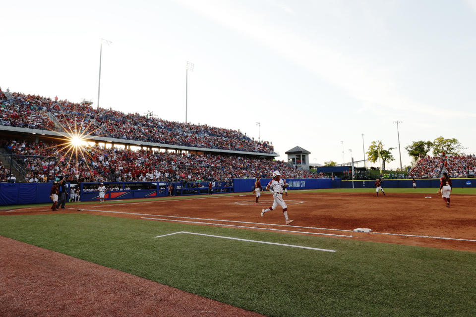 A general view of action at the 2021 Women's College World Series