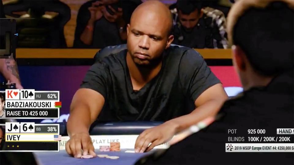 Phil Ivey, pictured here accidentally raising blind.