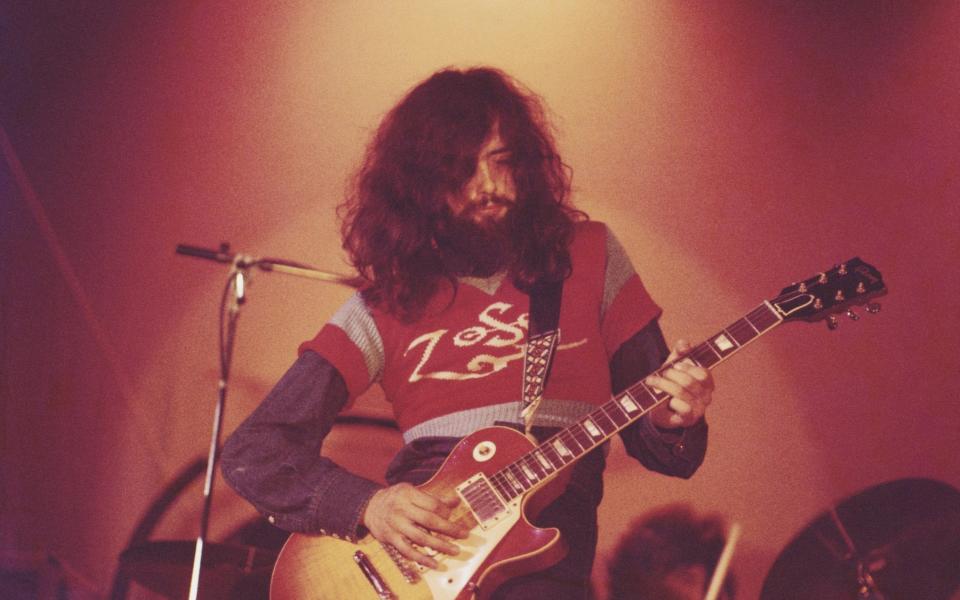 Page performs at a Led Zeppelin concert in Wembley, 1971 - Getty